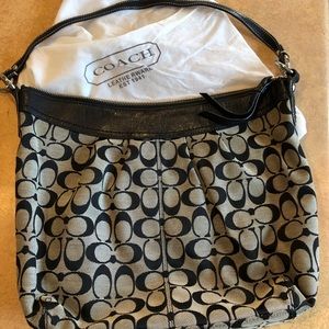 Black leather Coach bag and dust bag
